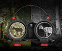 Digital vs thermal night vision binoculars spotting deer in forest, ideal for predator hunting