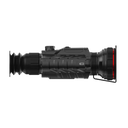 Black thermal rifle scope with red lens ring, designed for predator hunting and night vision use.