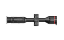 Black thermal rifle scope with red accent, zoom controls, and adjustment dials for predator hunting