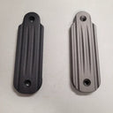 Black and silver textured rifle scope side panels with mounting holes